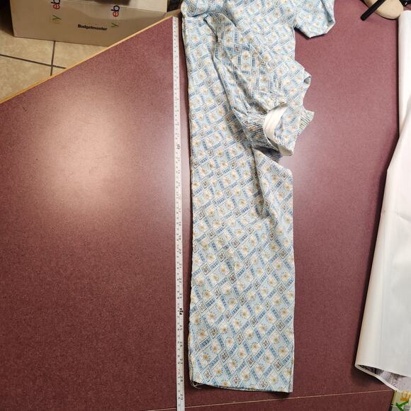 Vintage Retro JC Pennys Pajama Set Notch Collar Mens Medium No Iron Blue 70s - Picture 8 of 16